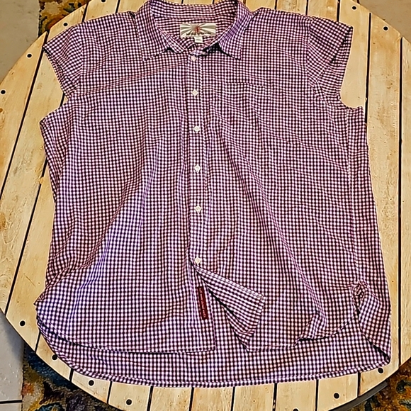 💥4 for$25💥 Women's 2xl small Plaid Button Down Sleeveless Cool and light - Picture 1 of 4